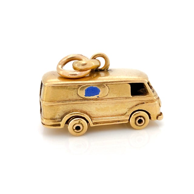 Gold Vintage 1960s Italian 18k Articulating Microbus, Bus, Van Charm For Sale - Image 8 of 12