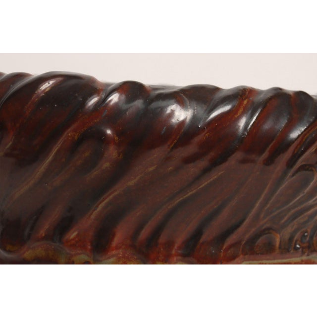 Large Vintage Red, Ochre and Slate Incised Ceramic Planter by Deanna Nichols For Sale - Image 12 of 18