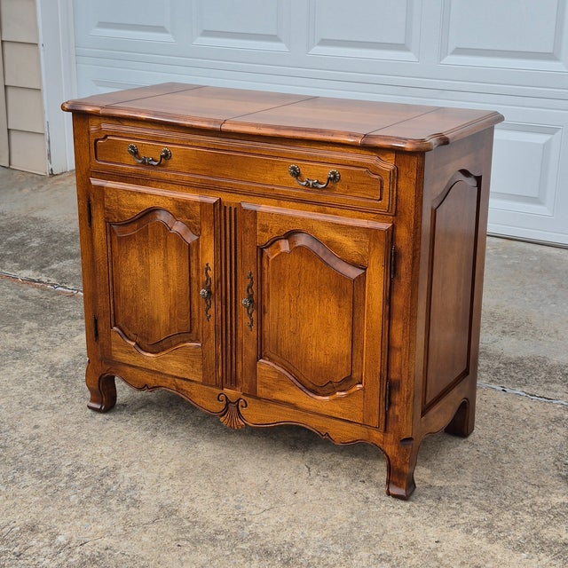 1989 Ethan Allen French Country Style Flip-Top Server Sideboard Buffet Bar Cabinet For Sale - Image 14 of 15