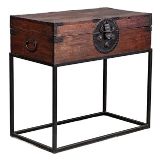 Unusual Antique Japanese Paulownia Wood Storage Trunk For Sale