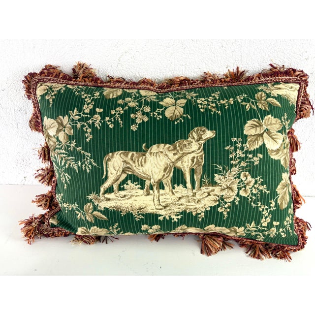Textile Handsome Schumacher Tasseled Hunting Dog Toile Pillows / Pair For Sale - Image 7 of 8