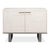 Embossed white leather textures the door fronts above a polished metal runner spanning the full width, giving the case a...