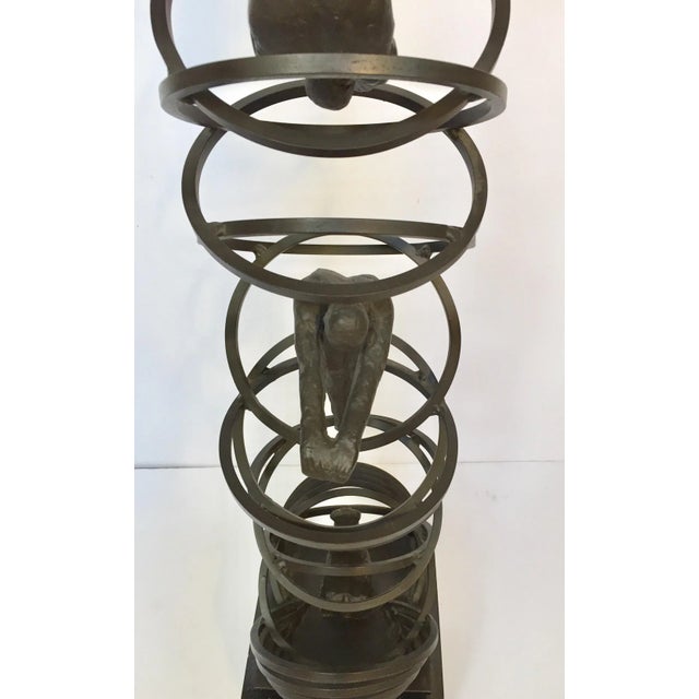 Brutalist Modern Iron Divers on Marble Stand Sculpture For Sale - Image 11 of 12