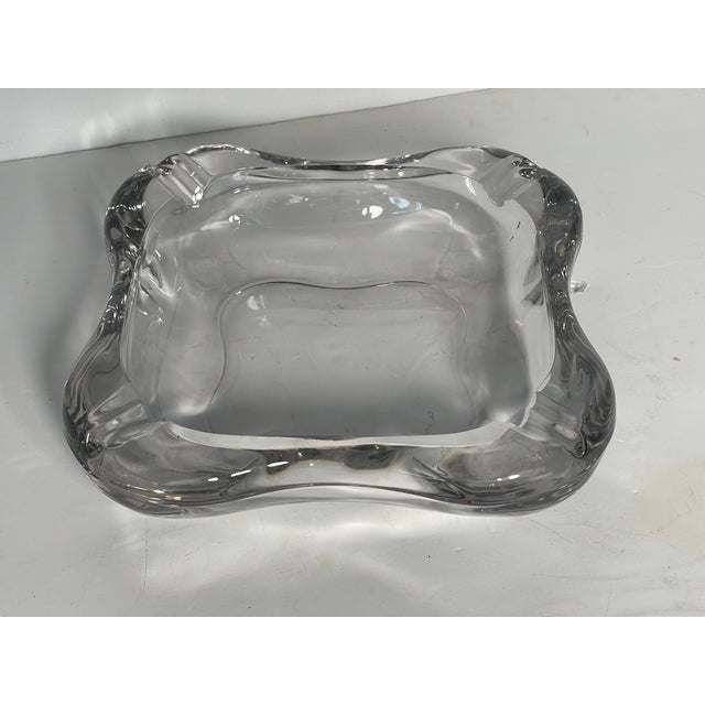 Large Antique Crystal Glass Ashtray Catchall For Sale - Image 4 of 5