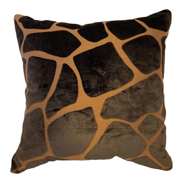 Barclay Butera Safariya Brown Velvet Giraffe Pattern Throw Pillow Cover Chairish