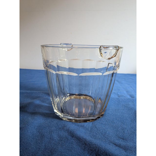 Metal Vintage Mid-Century Clear Pressed Glass Water Pail Ice Bucket Set - 3 Pieces For Sale - Image 7 of 16
