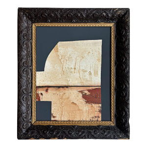 “Rodeo” Black Abstract Art in Antique Frame, Transitional Living Room Art by JTS