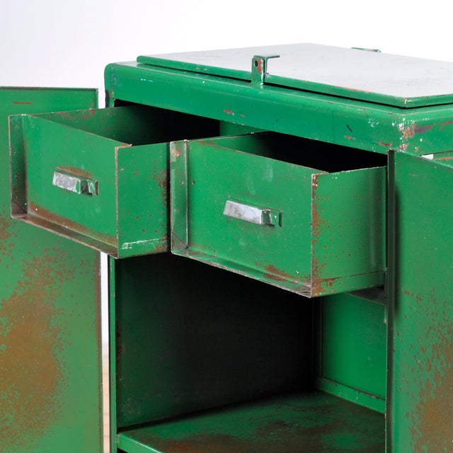 Industrial Iron Green Cabinet, 1970s For Sale - Image 4 of 16