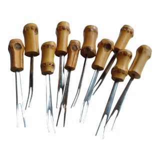 Set of 10 Vintage Bamboo Hors d'Oeuvres Picks For Sale