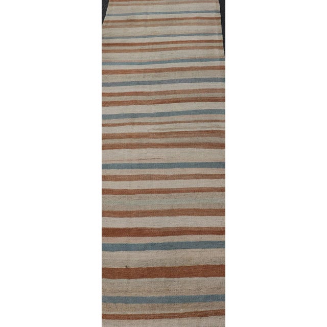 Striped design vintage Turkish Kilim Runner in multi colors Keivan woven arts / rug EN-179704, country of origin / type:...