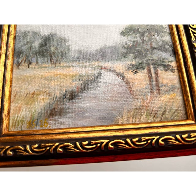 Gold Framed Landscape Original Painting Art Summer Antique Style by Valeriya Serova For Sale - Image 8 of 9