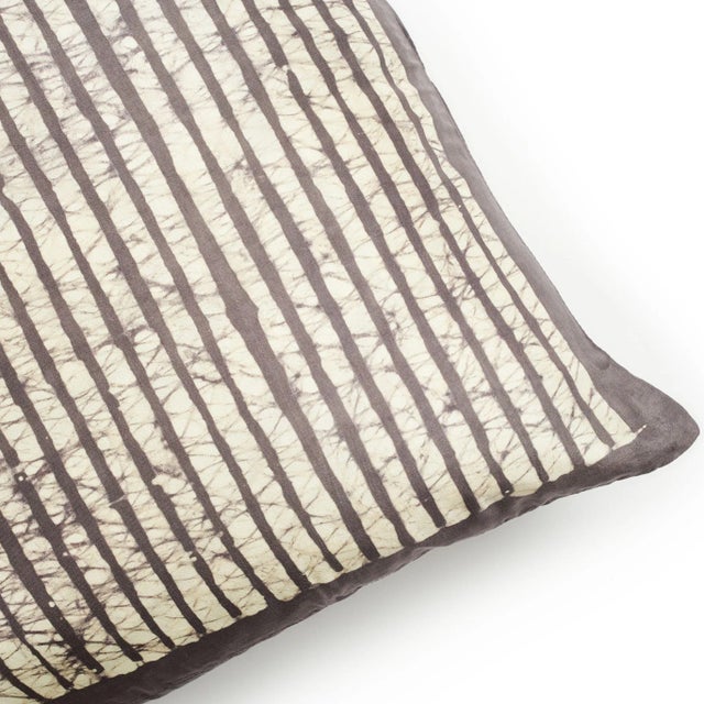Contemporary Maple Black Stripes Silk Pillow For Sale - Image 3 of 4