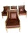 Late 20th Century French Cane Bergère Wingback Chairs in Cognac Leather – Set of 4 For Sale