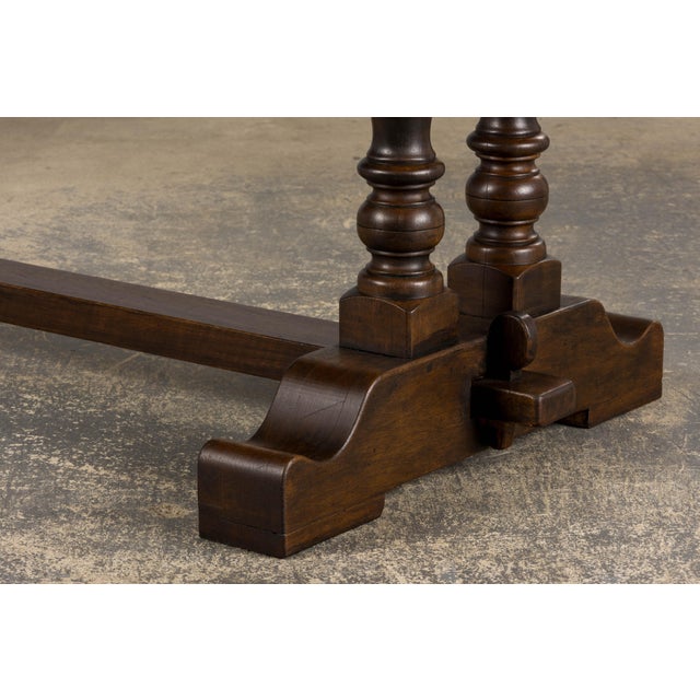 Country French Provincial Oak Trestle Farmhouse Dining Table For Sale - Image 11 of 12