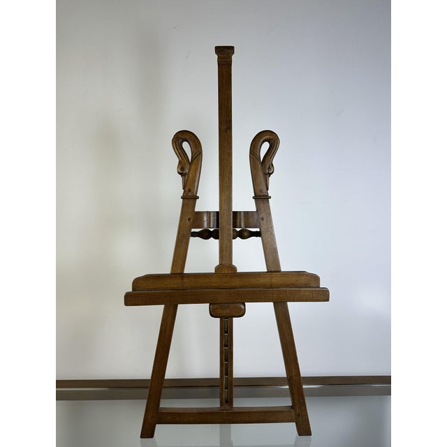 Walnut Easel with Swan Neck Decoration, 1970s For Sale - Image 15 of 15