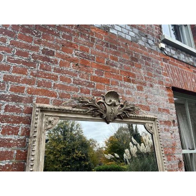 Large Antique 19th Century French Carved Wood & Gesso Mirror For Sale - Image 4 of 8