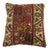 Banded Traditional Square Antique Rug Pillow For Sale