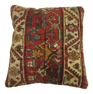 Banded Traditional Square Antique Rug Pillow
