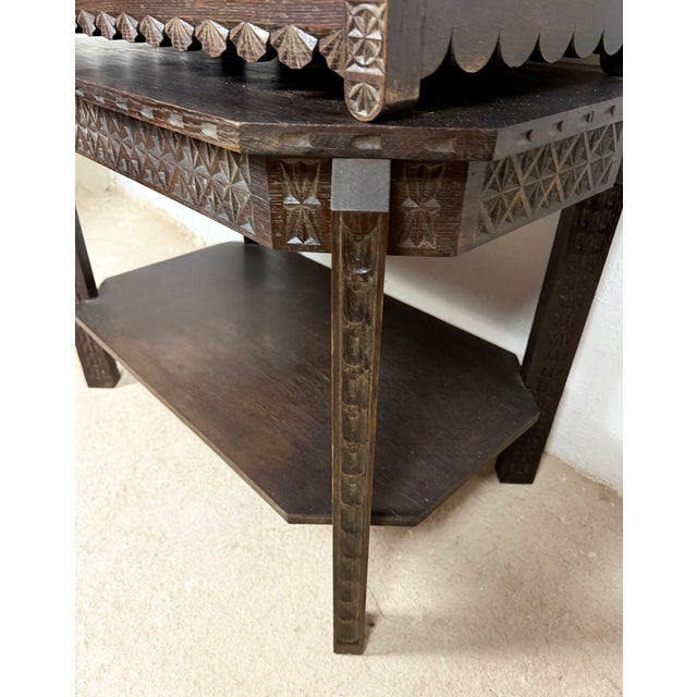Wood Spanish Carved Oak Bargueño on Stand, 1930 For Sale - Image 7 of 12