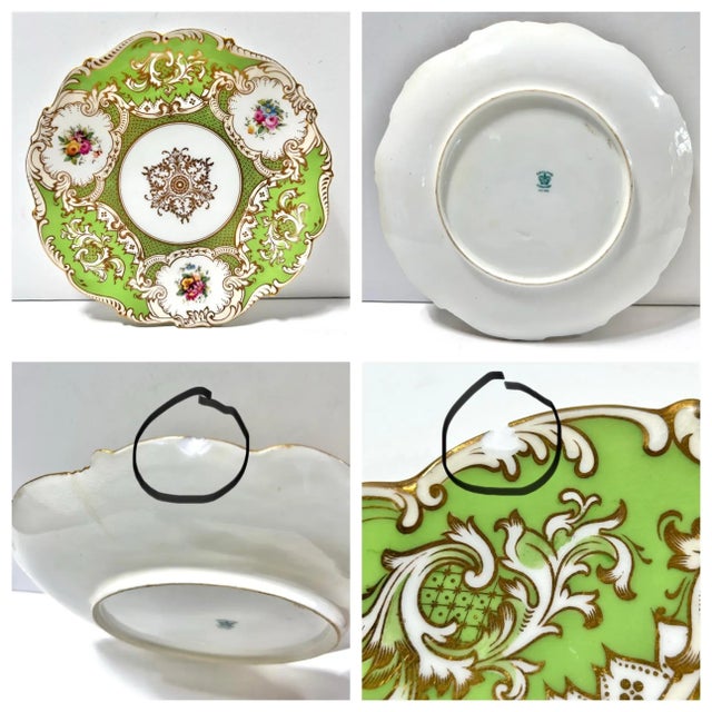 Metal Vintage Apple Green English Coalport Dinner Plates - Set of 7 For Sale - Image 7 of 11