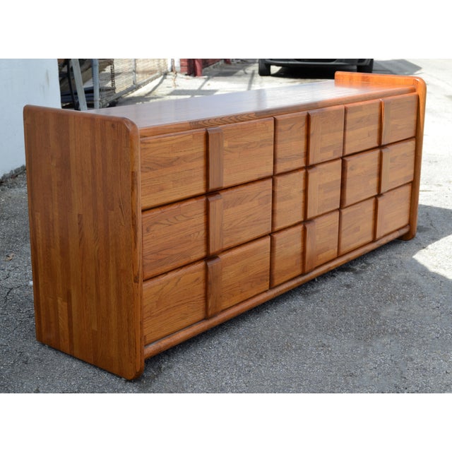 1980s Boyd 9 Drawers Mid-Century Modern Credenza Dresser Sideboard Carved Pulls For Sale - Image 11 of 15