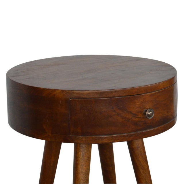 2020s Circular Solid Wood Table With Polished Finish For Sale - Image 5 of 8