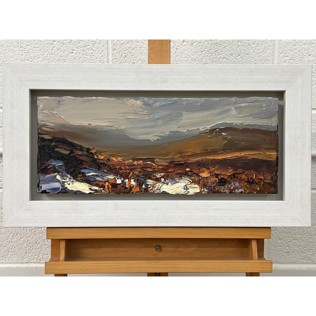 Textile Impasto Oil Painting of Melting Snow on English Moor Landscape by British Artist 2013 For Sale - Image 7 of 14