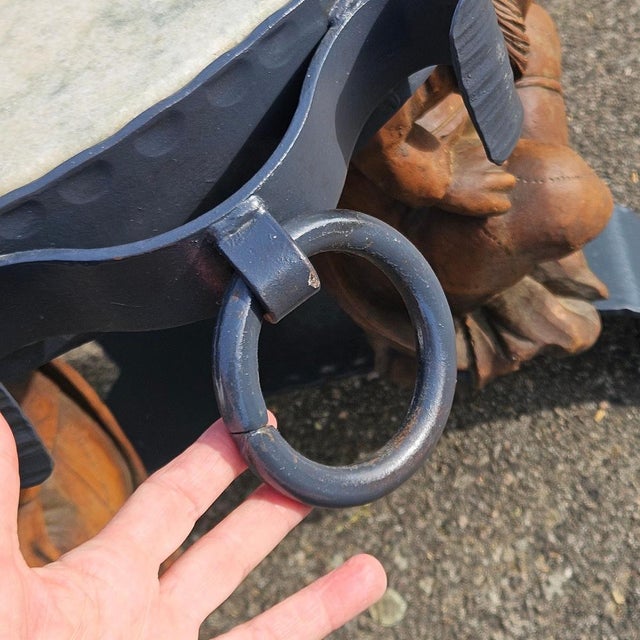 Forged Iron Lounge Table with Marble Top by Jean Maurice Rothschild, 1950s For Sale - Image 13 of 18