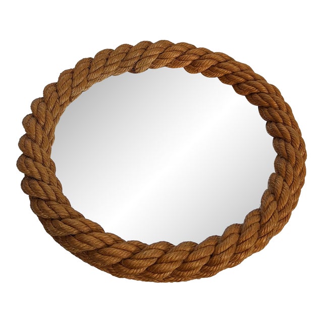 Round rope mirror by Audoux Minet For Sale