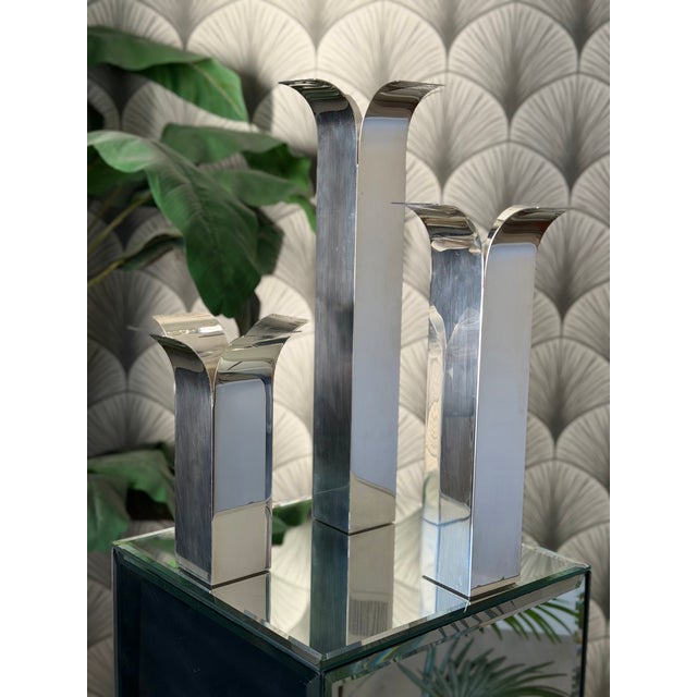 Vintage Mid-Century Modern Italian "Stele" Silver Vases/Candlestick Holders by Lino Sabattini For Sale In Los Angeles - Image 6 of 17