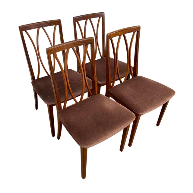 Mid-Century Modern Set of 4 Mid Century Modern Dining Chairs With Sculptural Back Design, Uk Import For Sale - Image 3 of 9