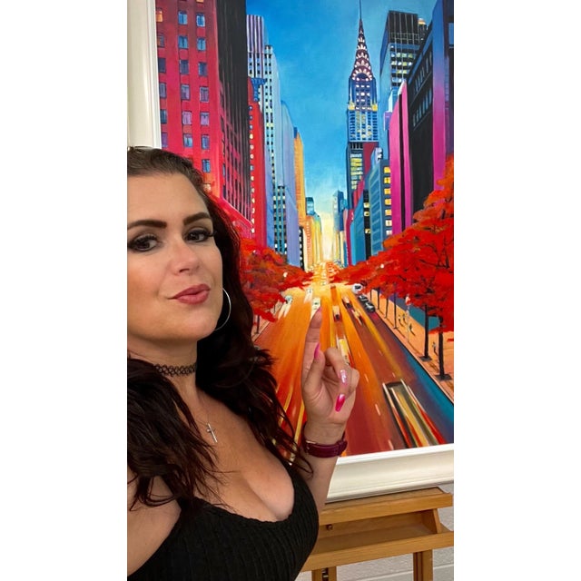 Painting of the Chrysler Building 42nd Street New York City by Contemporary British Artist, Angela Wakefield. Art measures...