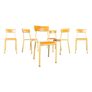 Vintage French Mustard Stella Stacking Dining Chairs, 1950s, Set of 6 For Sale