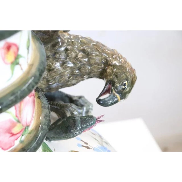 Ceramic Vase with Relief Figures of Eagle and Crocodile, Early 20th Century For Sale - Image 9 of 18