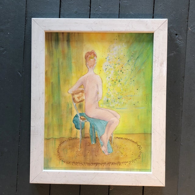 Original Vintage Fun Female Nude Watercolor For Sale In Philadelphia - Image 6 of 6
