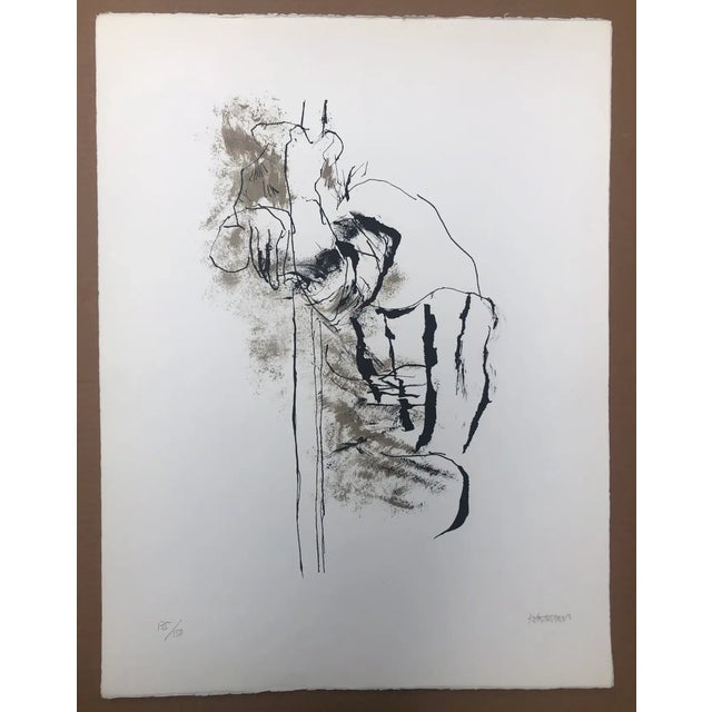 Abraham Rattner (1893 - 1978) "Anguished Soul" figural lithograph on paper from the "Beggar's Opera" portfolio. Pencil...
