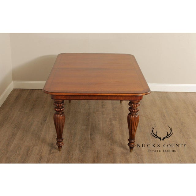 Henredon Somerton Banded Mahogany Rectangular Dining Table With Fluted Legs For Sale - Image 9 of 18