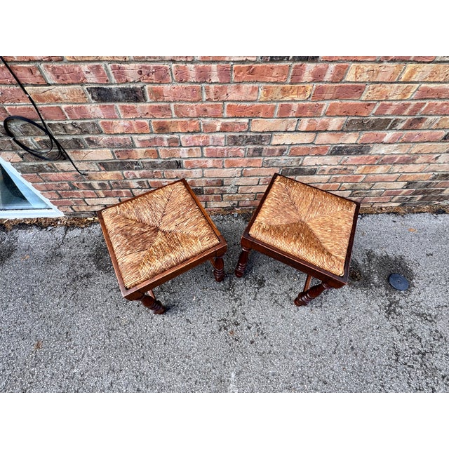 Antique English Rush Seat Stools For Sale - Image 4 of 9