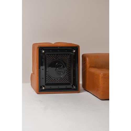 Ipercubo Lounge Chairs in Cognac Leather by Jonathan De Pas, Italy, 1970s, Set of 3 For Sale - Image 14 of 15