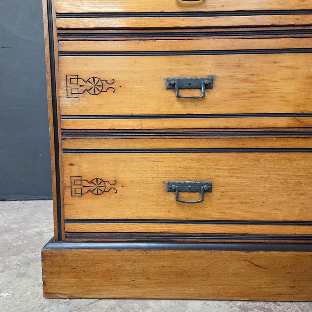 Late 19th Century Satinwood Arts & Crafts 5 Drawer Chest on Plinth Base For Sale In Atlanta - Image 6 of 16