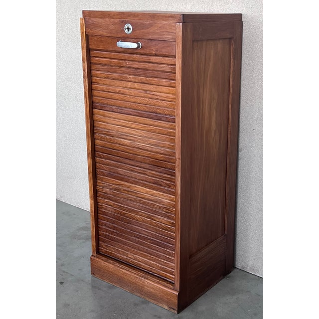 Early 20th Century Filing Cabinet With One Roller Louver Door & Five Shelves For Sale - Image 4 of 11