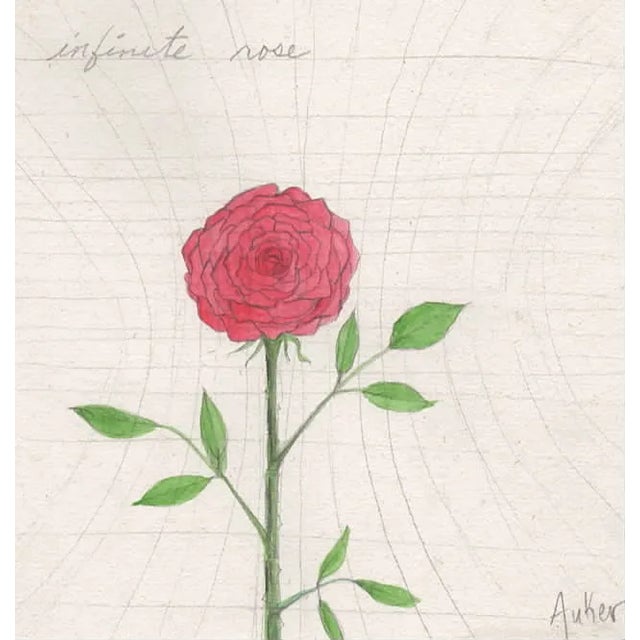 "Infinite Rose" Original Watercolor and Graphite on Hemp Paper by C L Auker For Sale