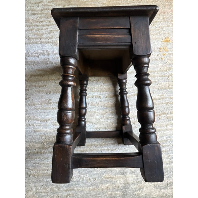 Brown English Oak Joint Stool, 19th Century For Sale - Image 8 of 11