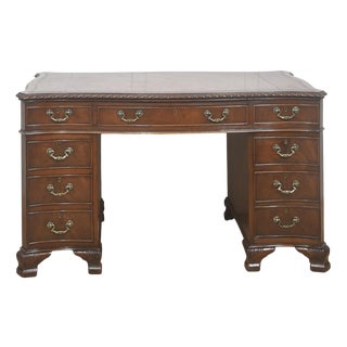 Mahogany Twin-Pedestal Desk, 1890s For Sale