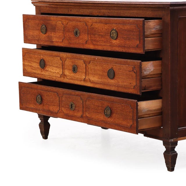 French French Oak Commode, Hand-Carved, Louis XVI Style, Early 19th Century For Sale - Image 3 of 4