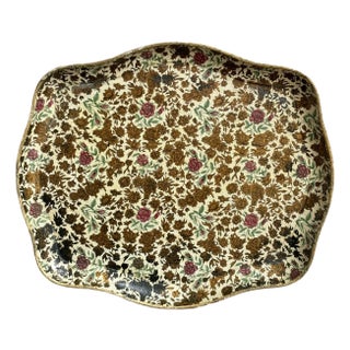 1950s Floral Papier-Mâché Drinks Tray For Sale