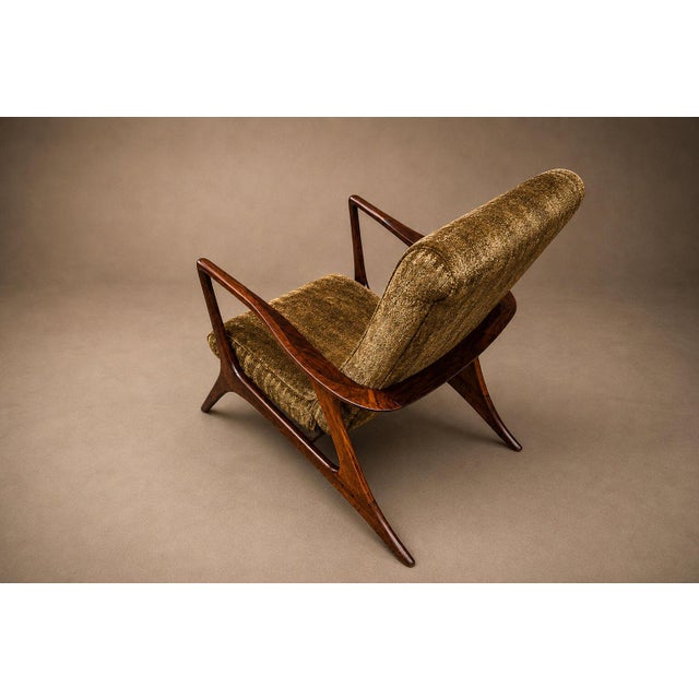 Vladimir Kagan Lounge Chair in Brazilian Rosewood & Velvet, Brazil, 1958 For Sale - Image 17 of 18