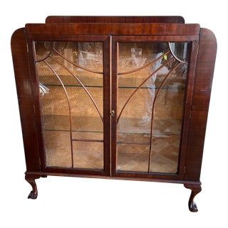 Varnished Wooden Display Case For Sale