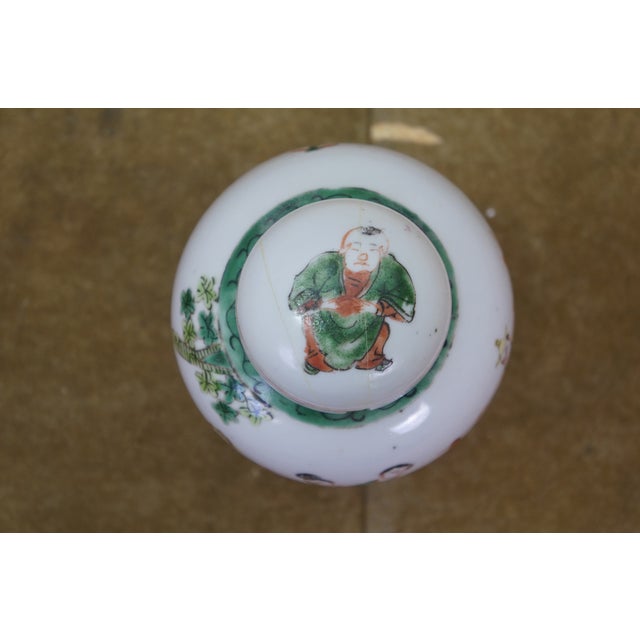 2 Antique Chinese Qing Famille Verte Porcelain Ginger Jars Mantel Urns For Sale - Image 15 of 18