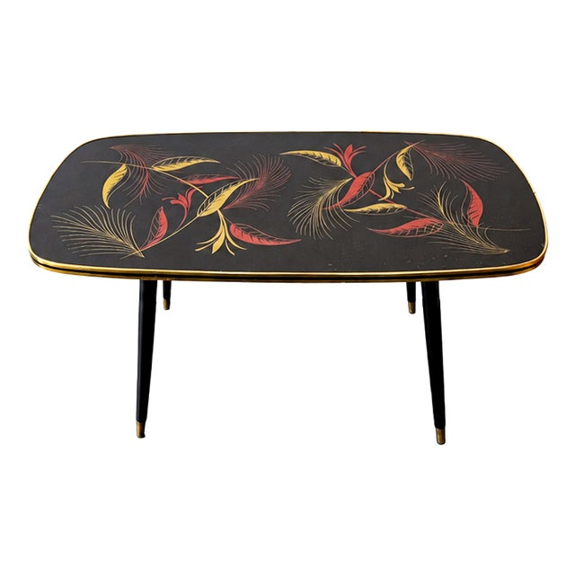 Vintage Rectangular Formica Coffee Table with Botanical Motif, 1950s For Sale